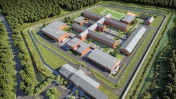 Plan aus der Vogelperspektive des Neubau des JVA Münster. | Bildquelle: BLB NRW Plan aus der Vogelperspektive des Neubau des JVA Münster.