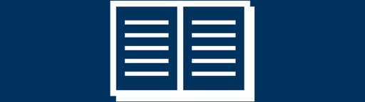 Icon eines Buches als Symbol für Texte in leichter Sprache auf dunkelblauem Hintergrund.